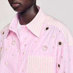 Sandro Women Striped rhinestone shirt