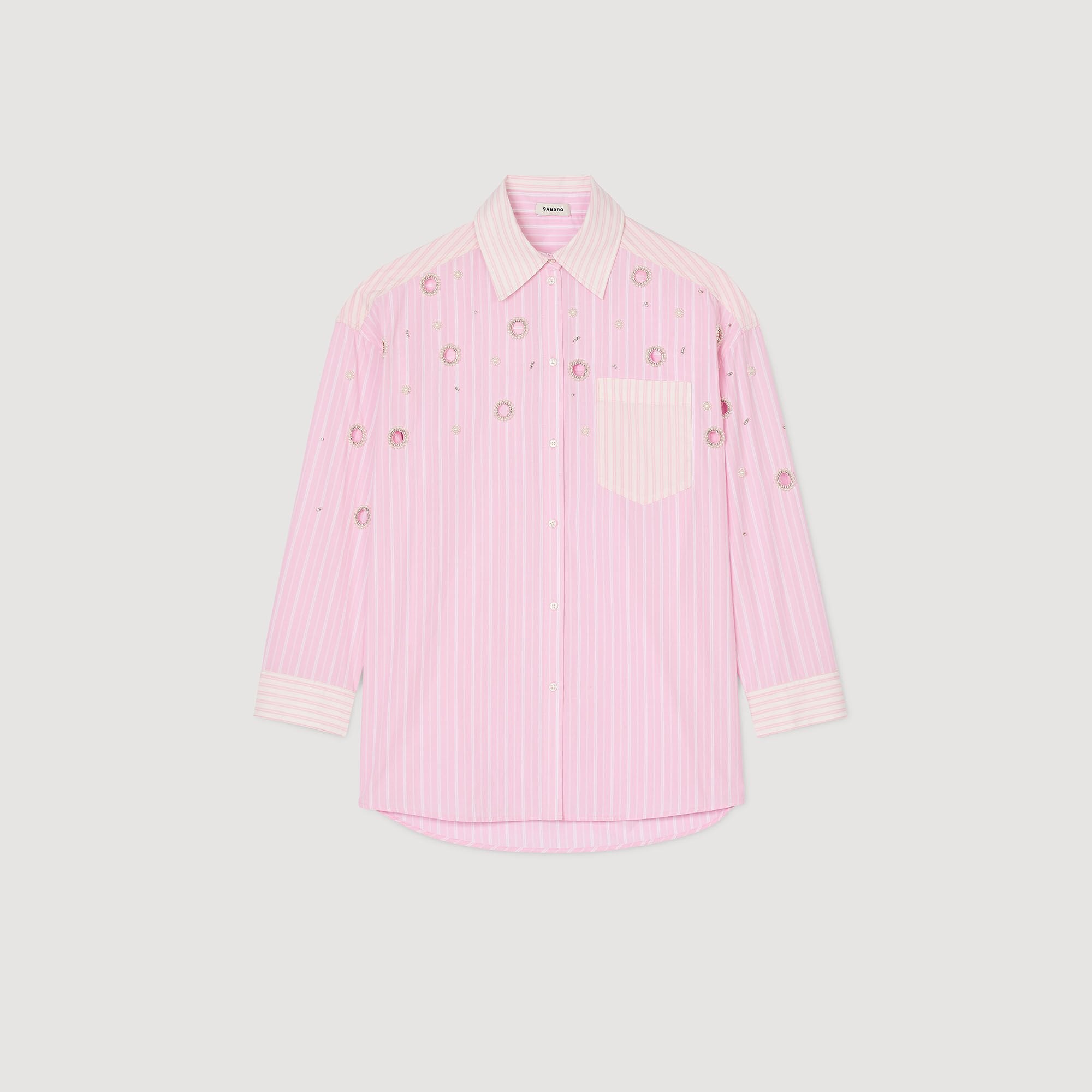 Sandro Women Striped rhinestone shirt