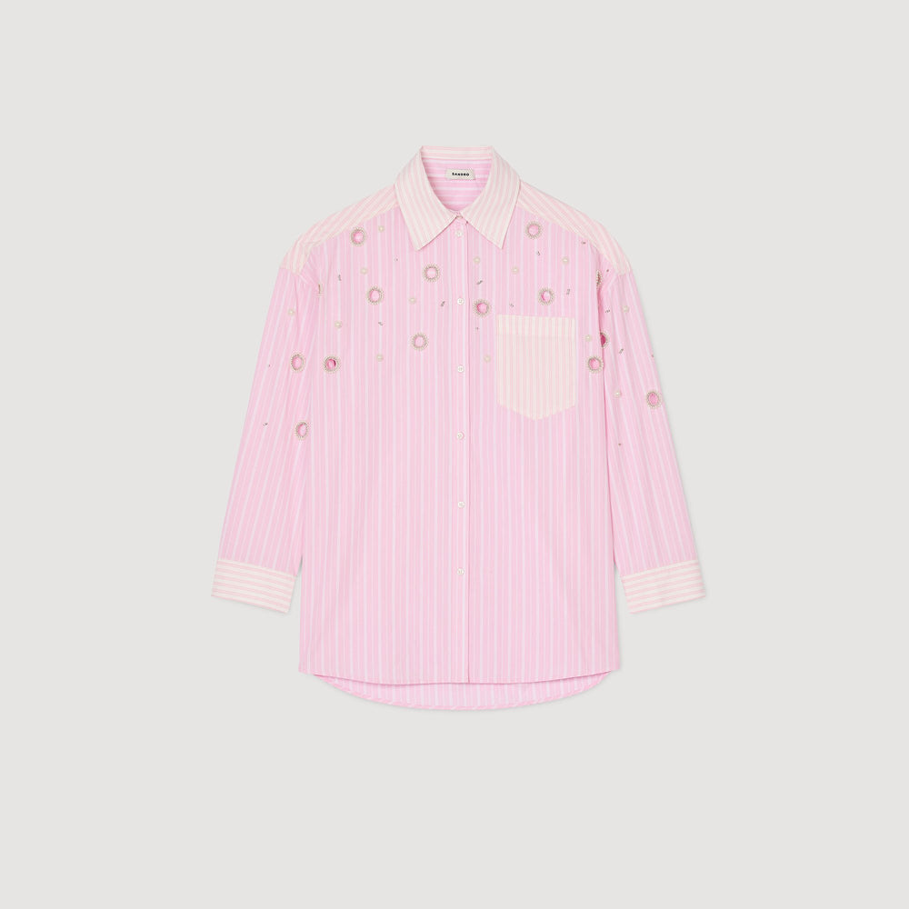Sandro Women Striped rhinestone shirt
