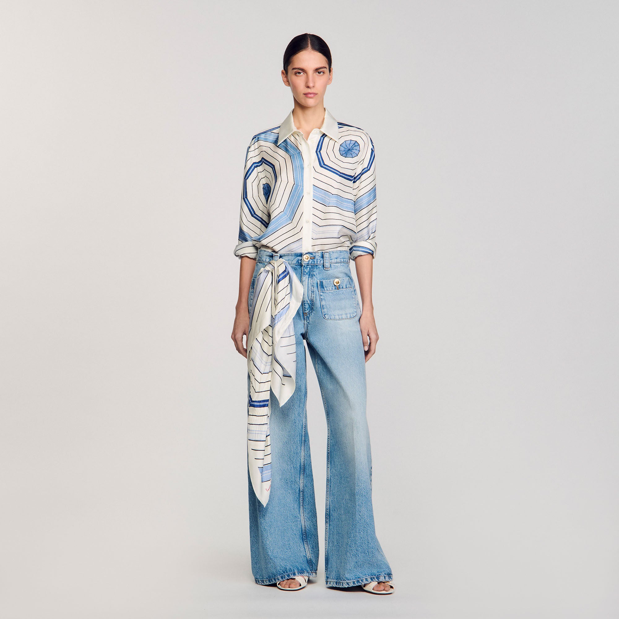 Sandro Women Spiral-motif long sleeve shirt