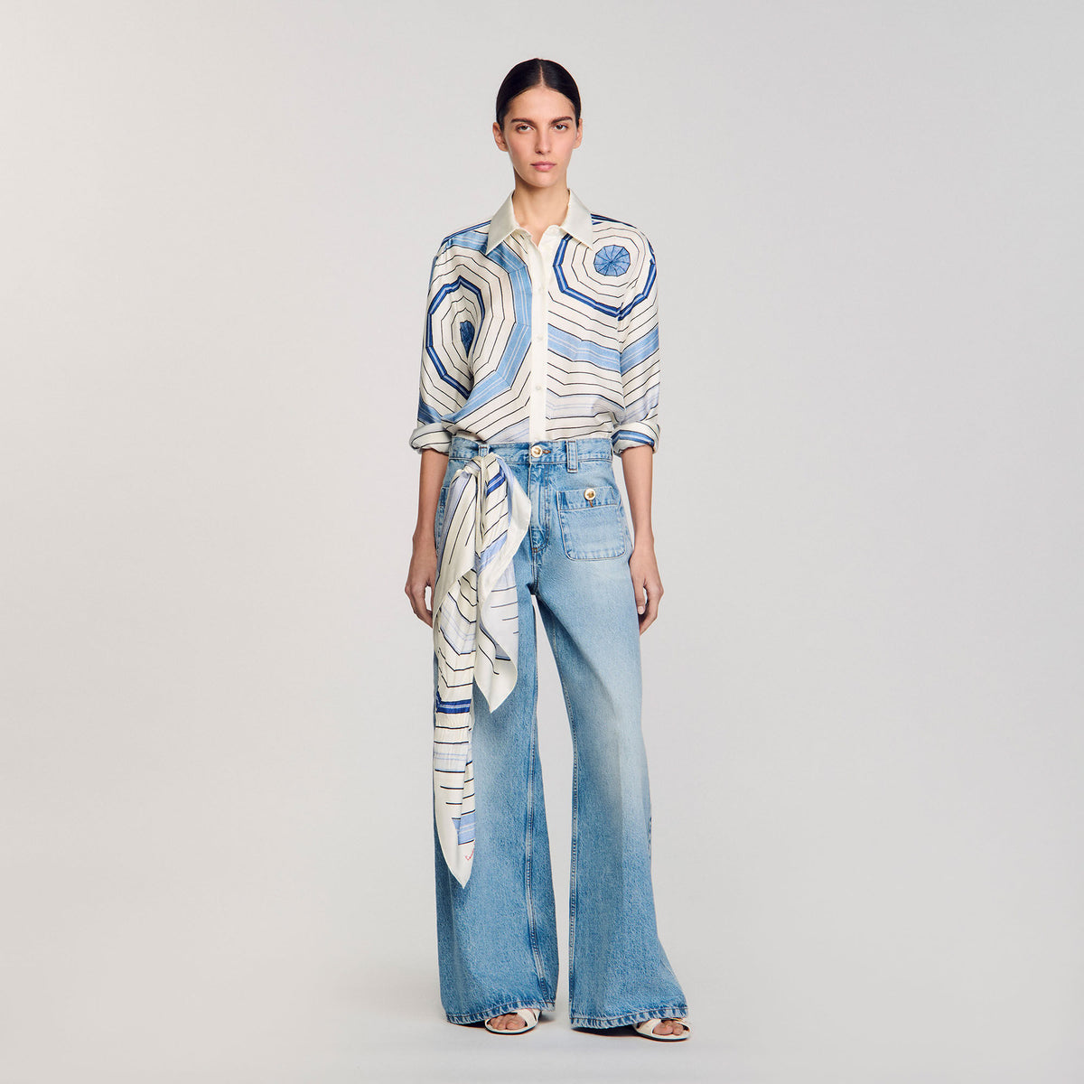 Sandro Women Spiral-motif long sleeve shirt