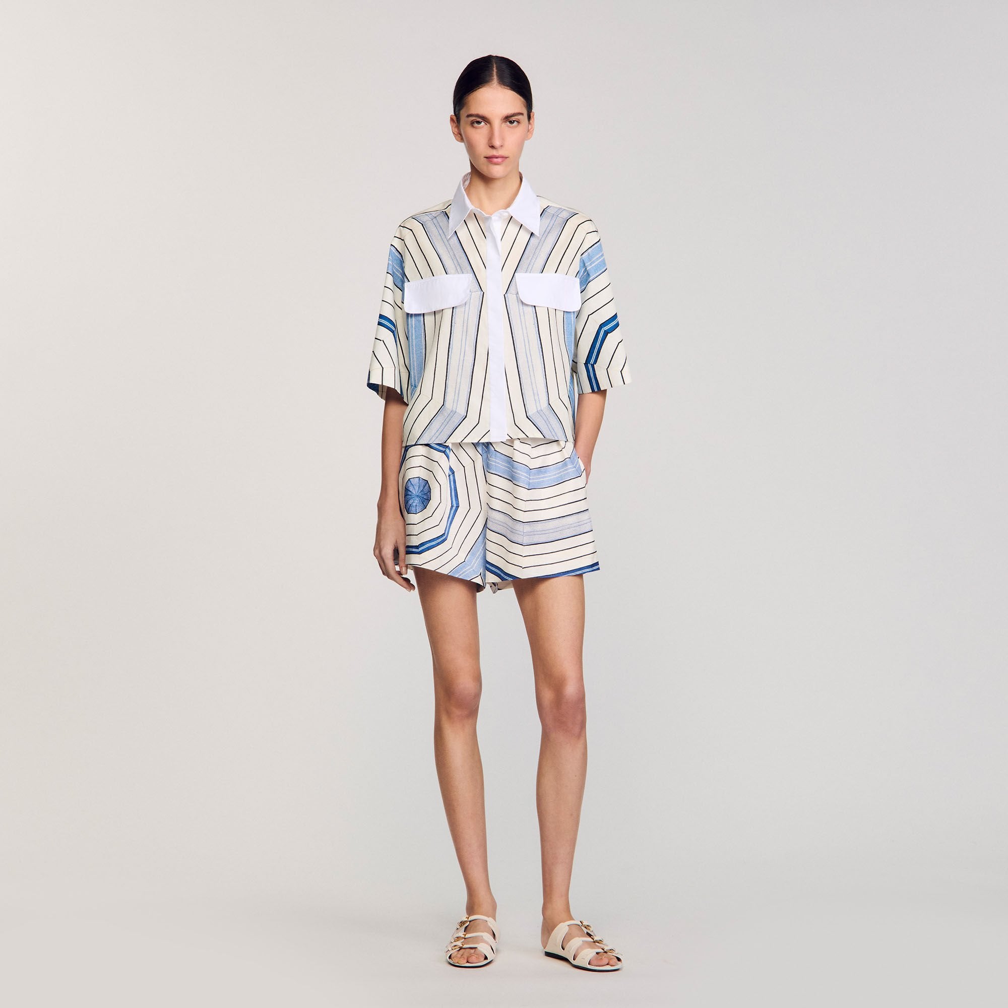 Sandro Women Spiral-motif silk shirt