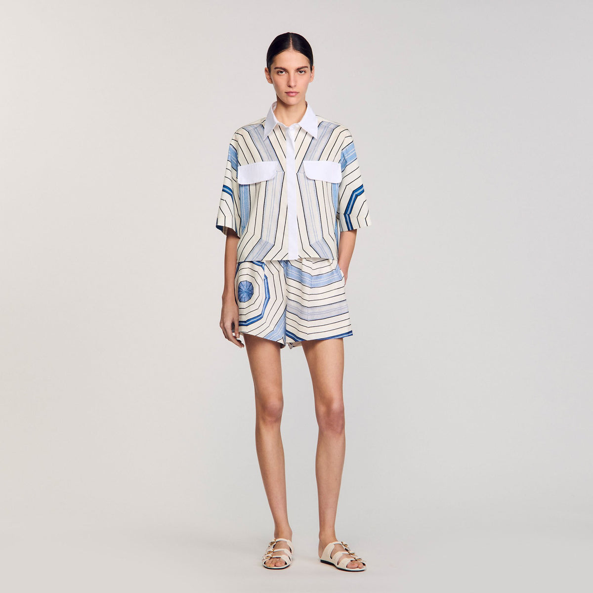 Sandro Women Spiral-motif silk shirt