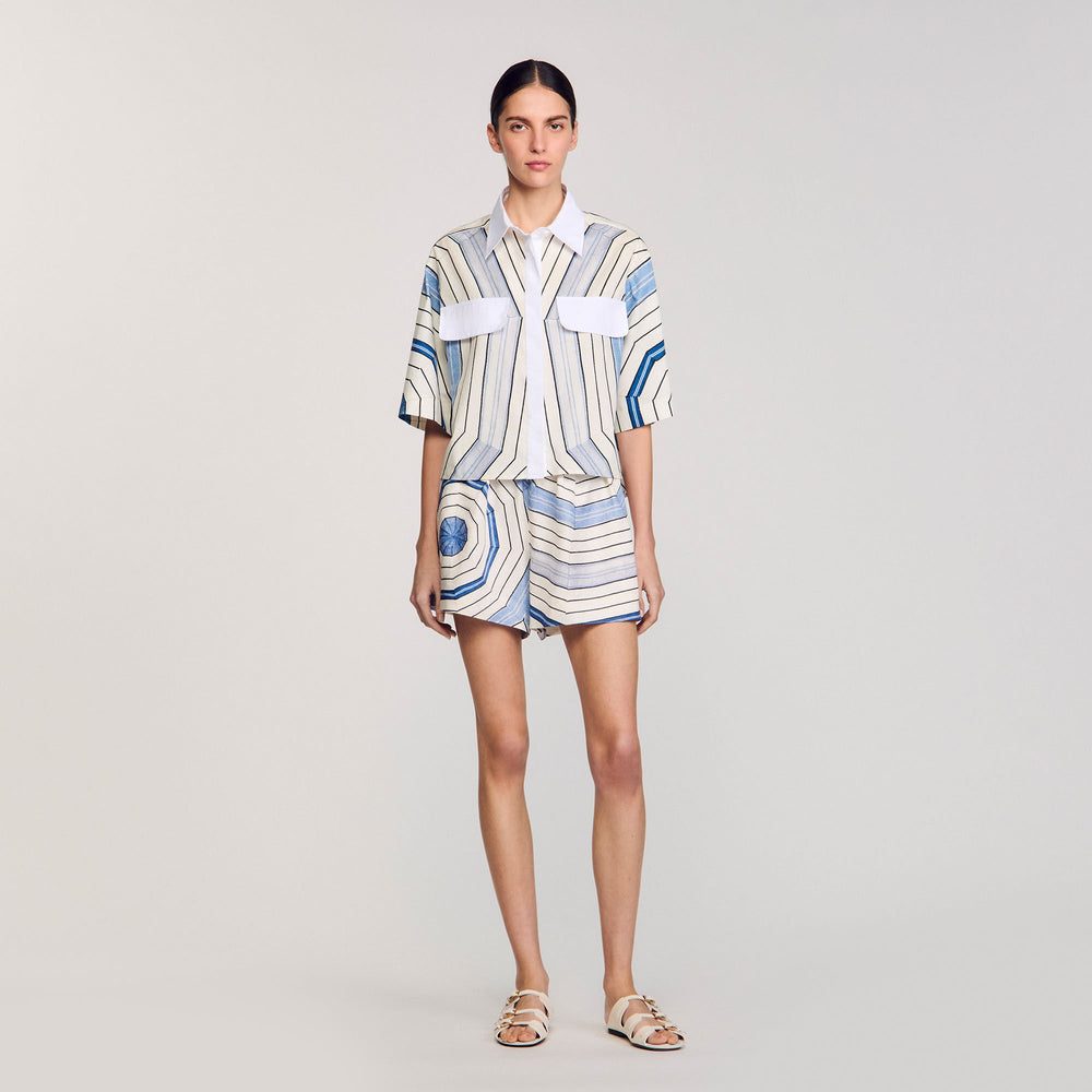 Sandro Women Spiral-motif silk shirt