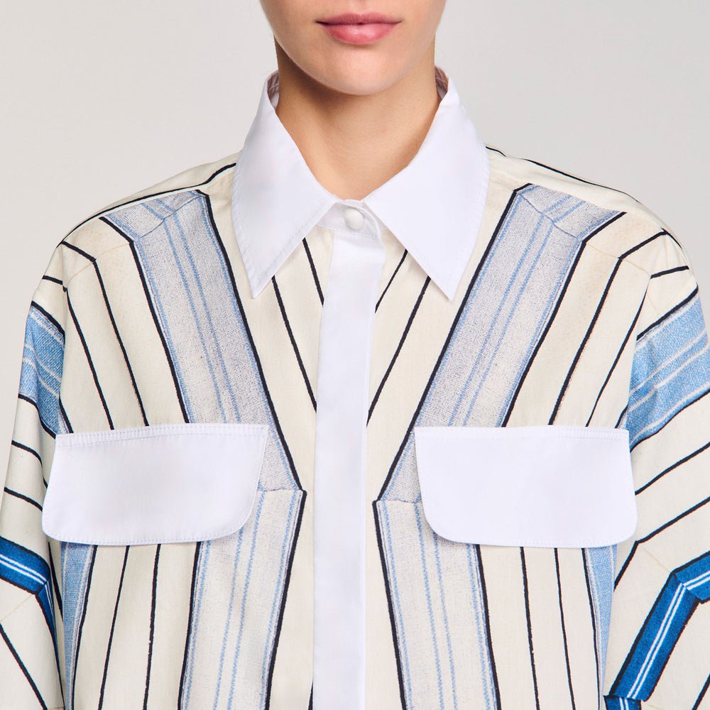Sandro Women Spiral-motif silk shirt