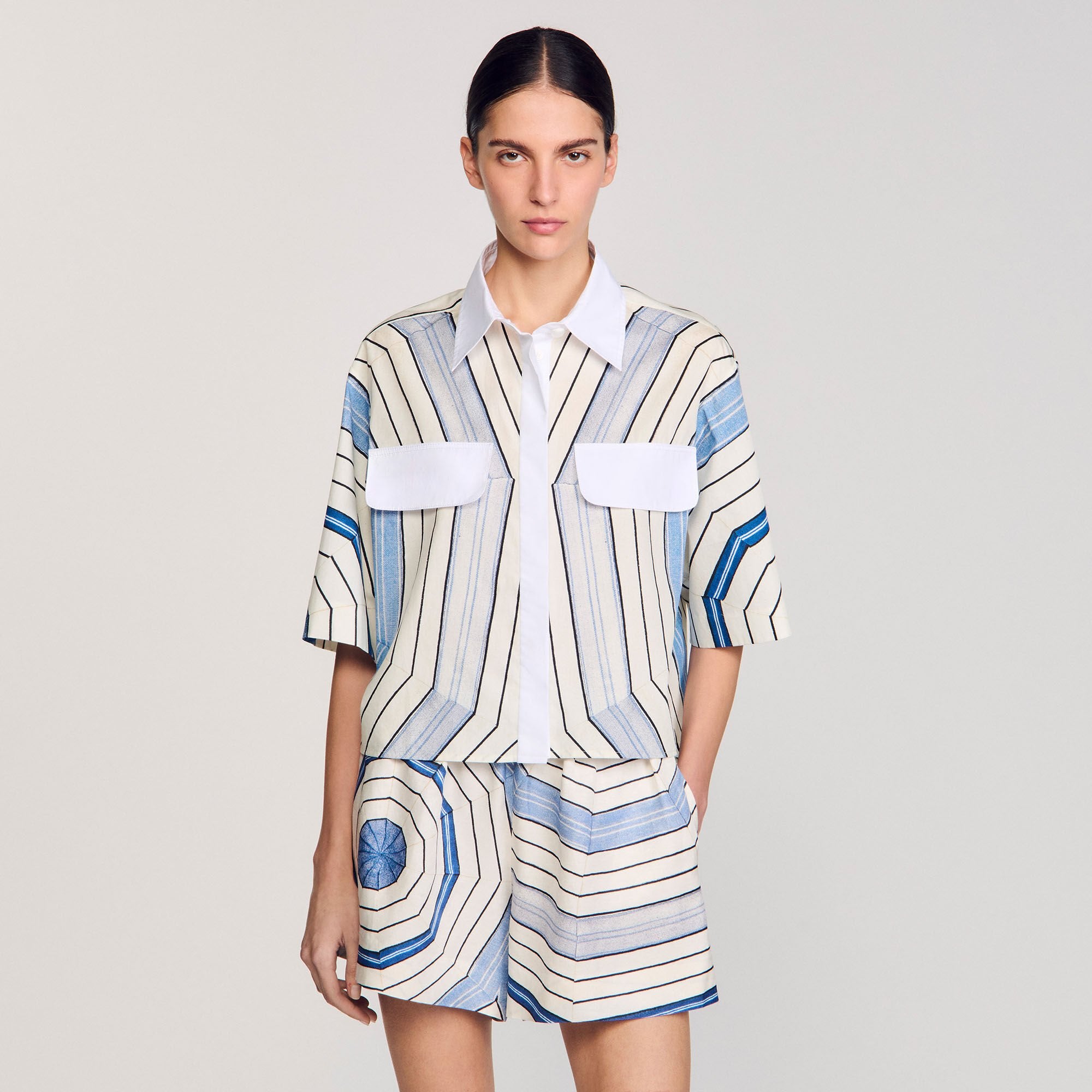Sandro Women Spiral-motif silk shirt