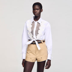 Sandro Women Lace bib shirt