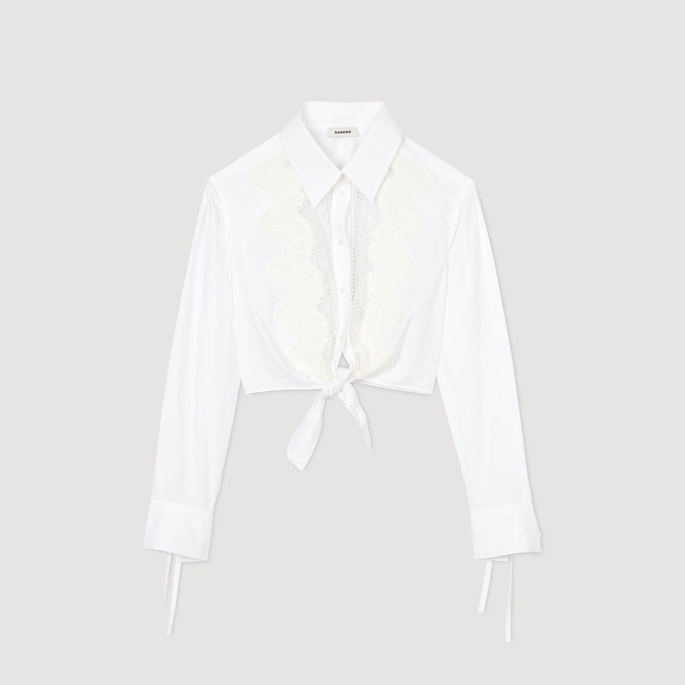 Sandro Women Lace bib shirt