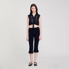 Sandro Women Rhinestone cropped shirt
