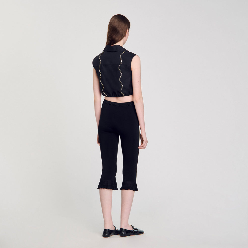 Sandro Women Rhinestone cropped shirt