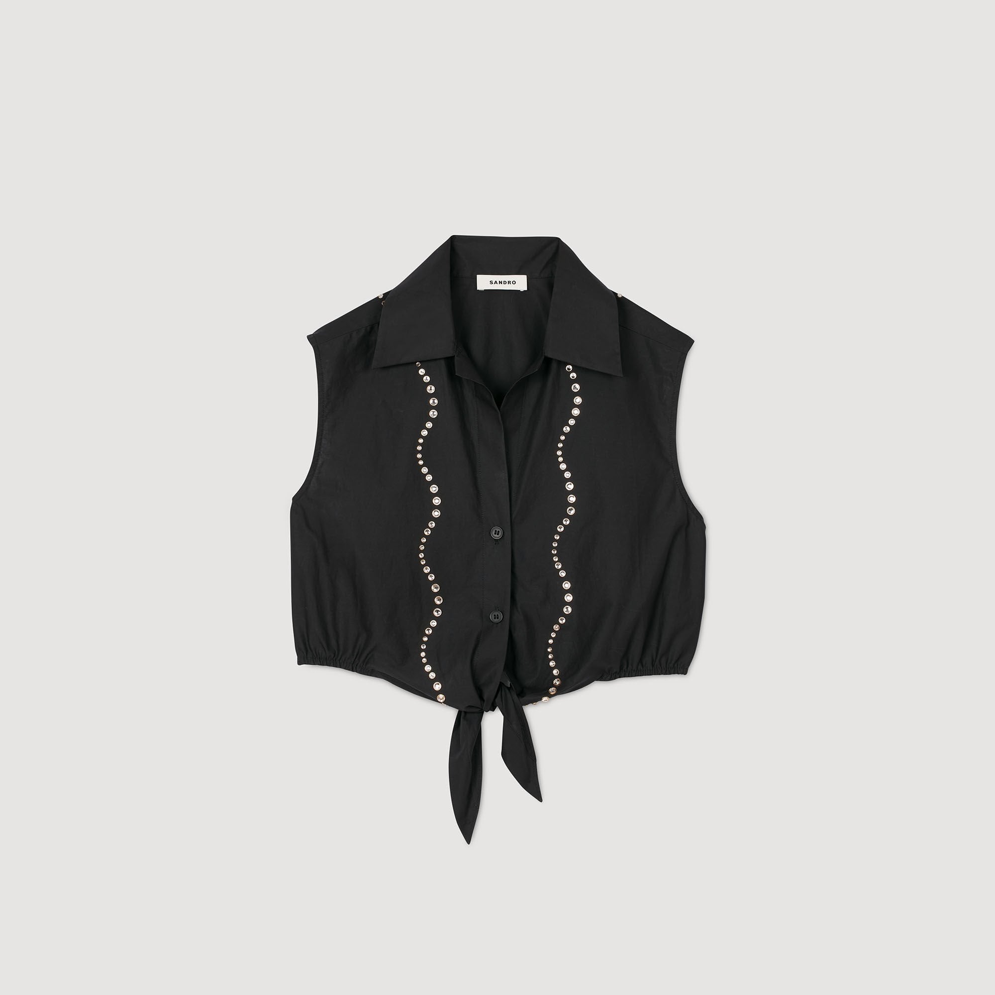 Sandro Women Rhinestone cropped shirt