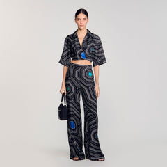 Sandro Women Spiral-motif silk shirt