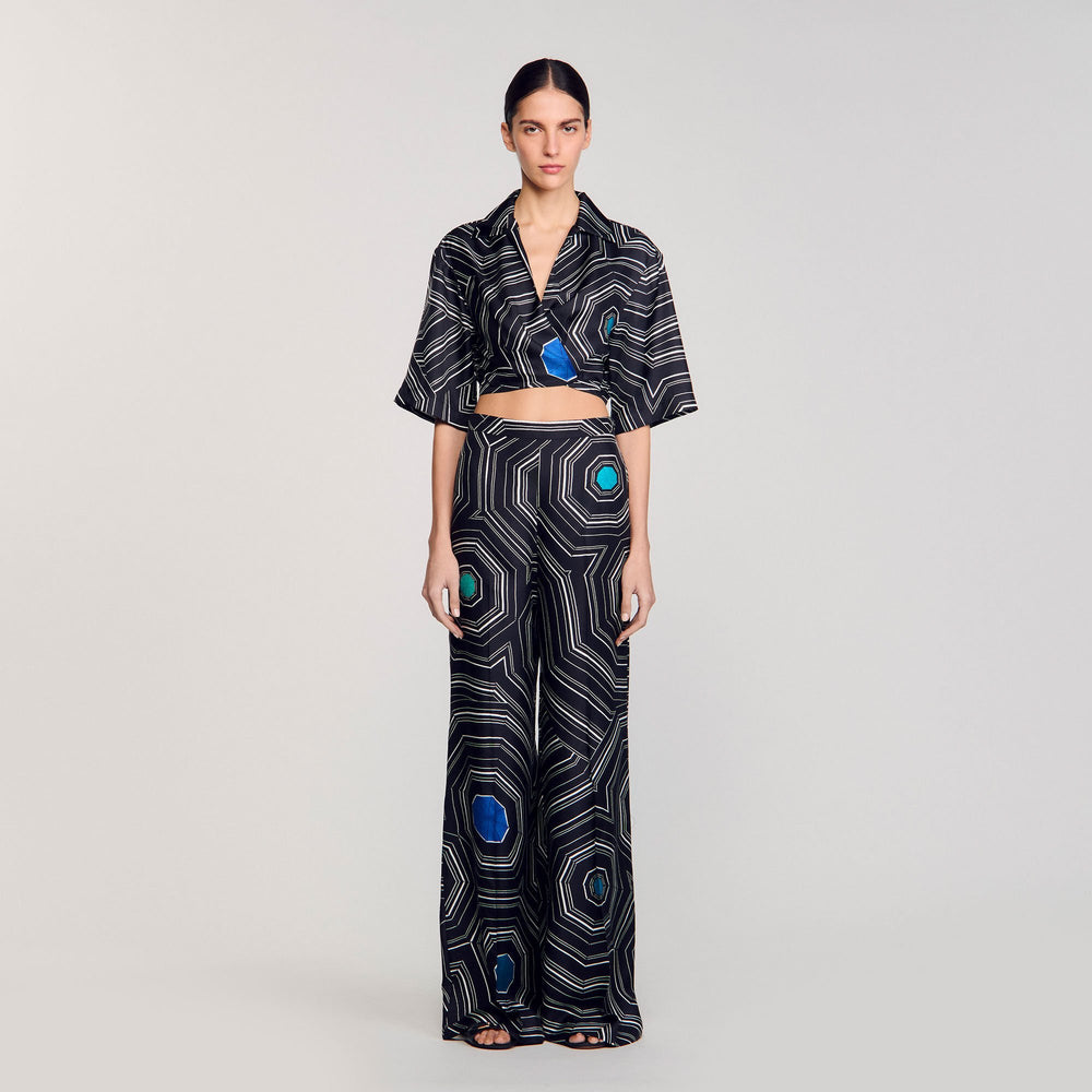 Sandro Women Spiral-motif silk shirt