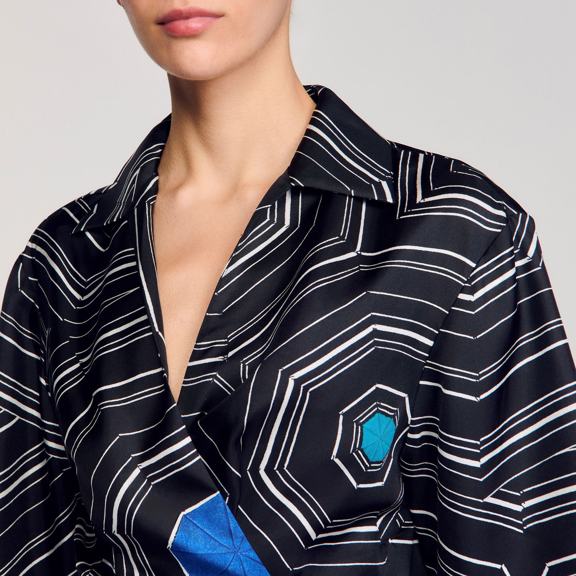 Sandro Women Spiral-motif silk shirt