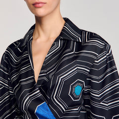 Sandro Women Spiral-motif silk shirt