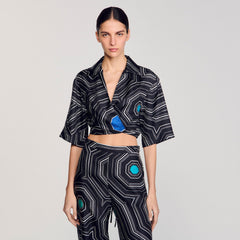 Sandro Women Spiral-motif silk shirt
