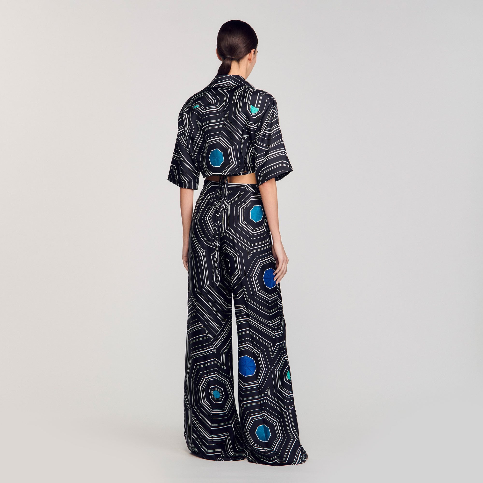 Sandro Women Spiral-motif silk shirt