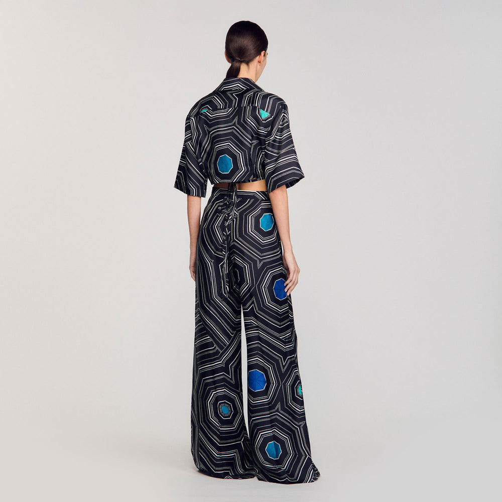 Sandro Women Spiral-motif silk shirt