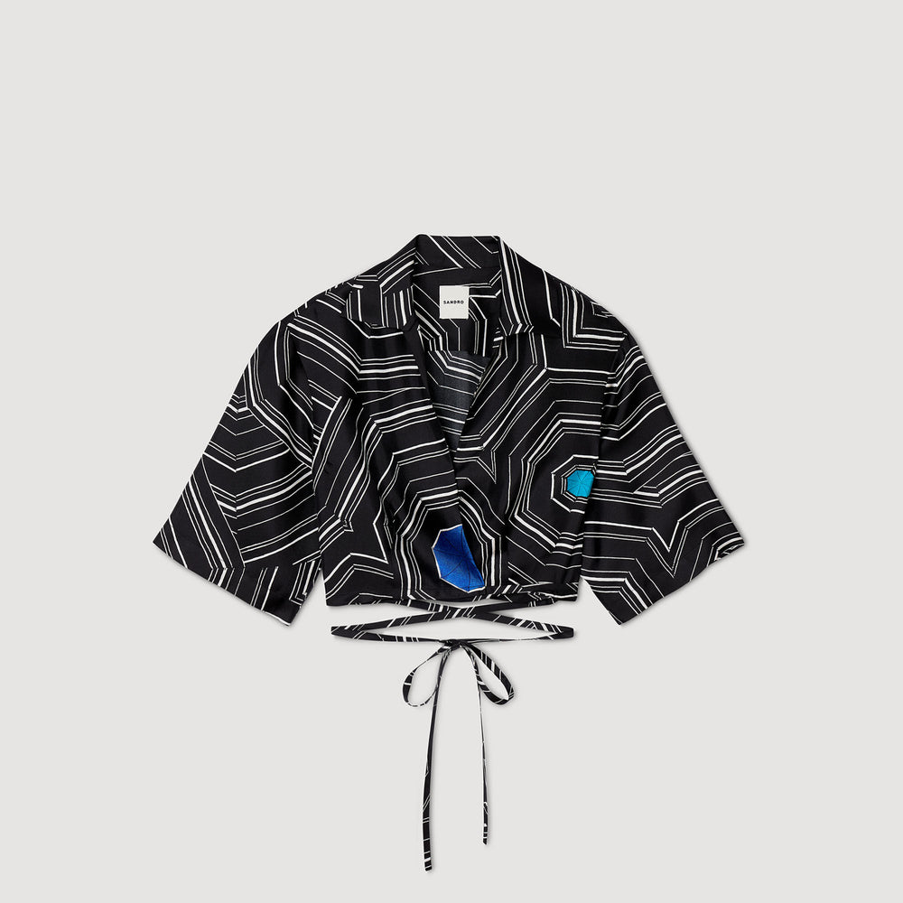 Sandro Women Spiral-motif silk shirt