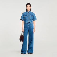 Sandro Women Cropped denim shirt