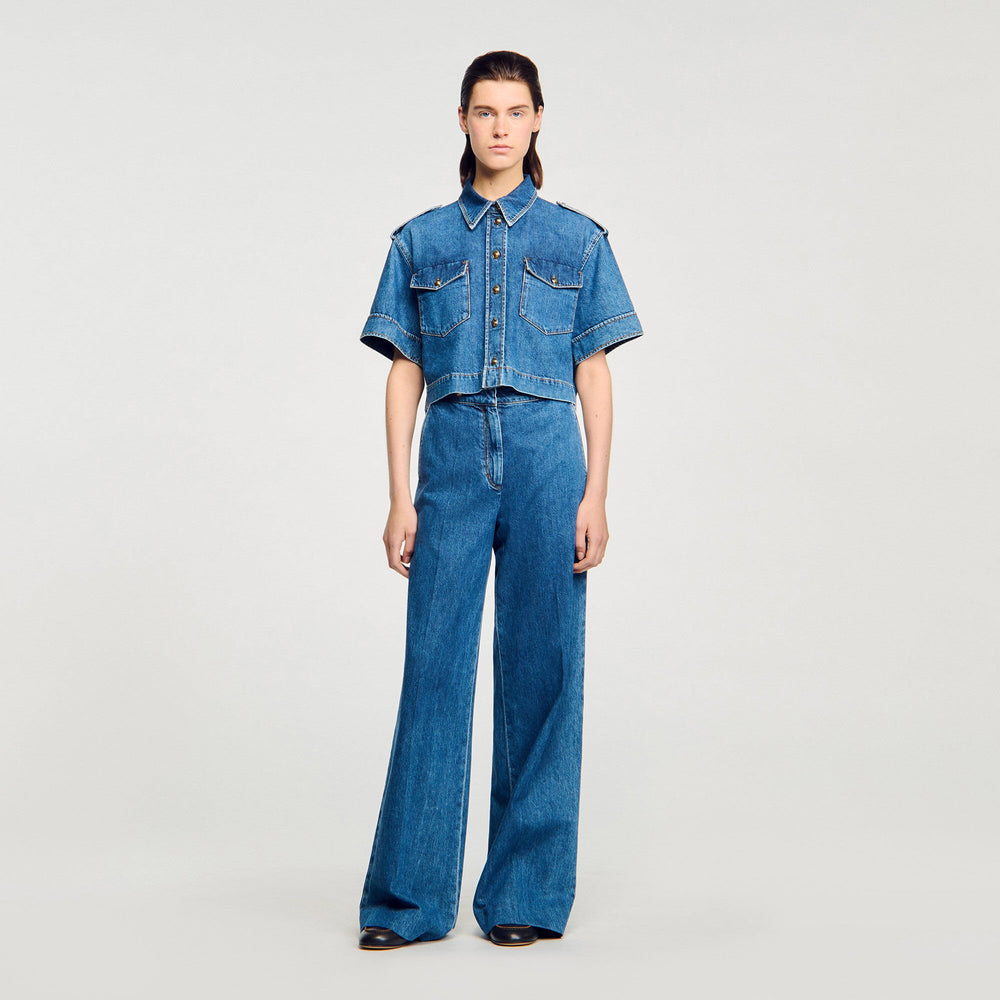 Sandro Women Cropped denim shirt