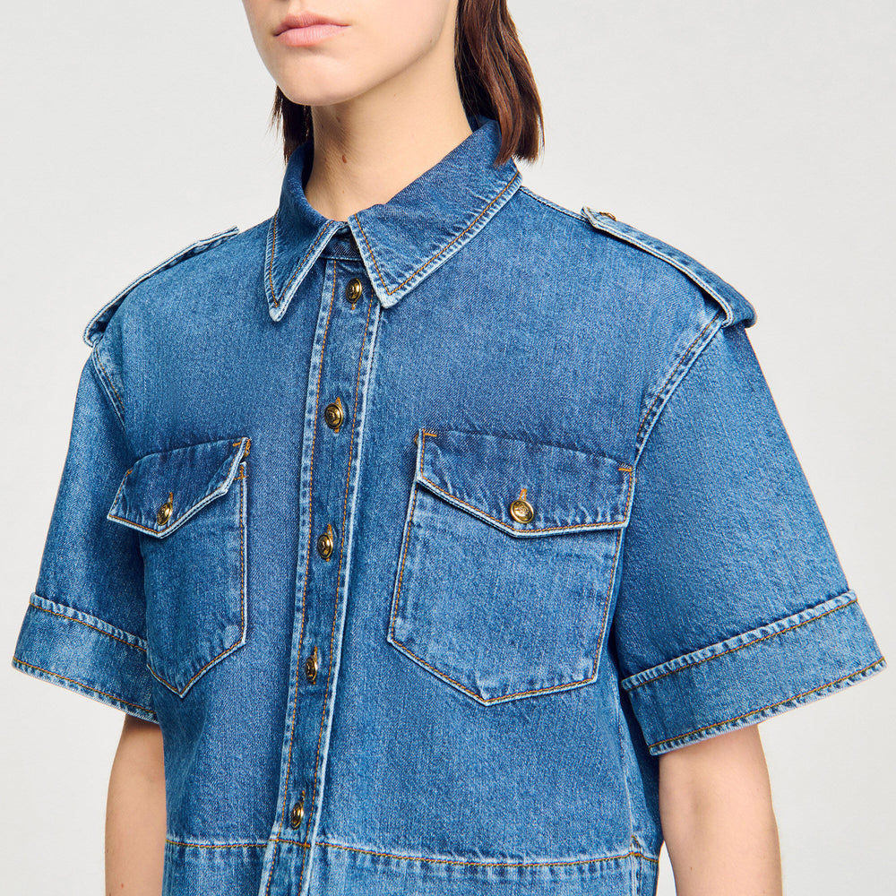 Sandro Women Cropped denim shirt