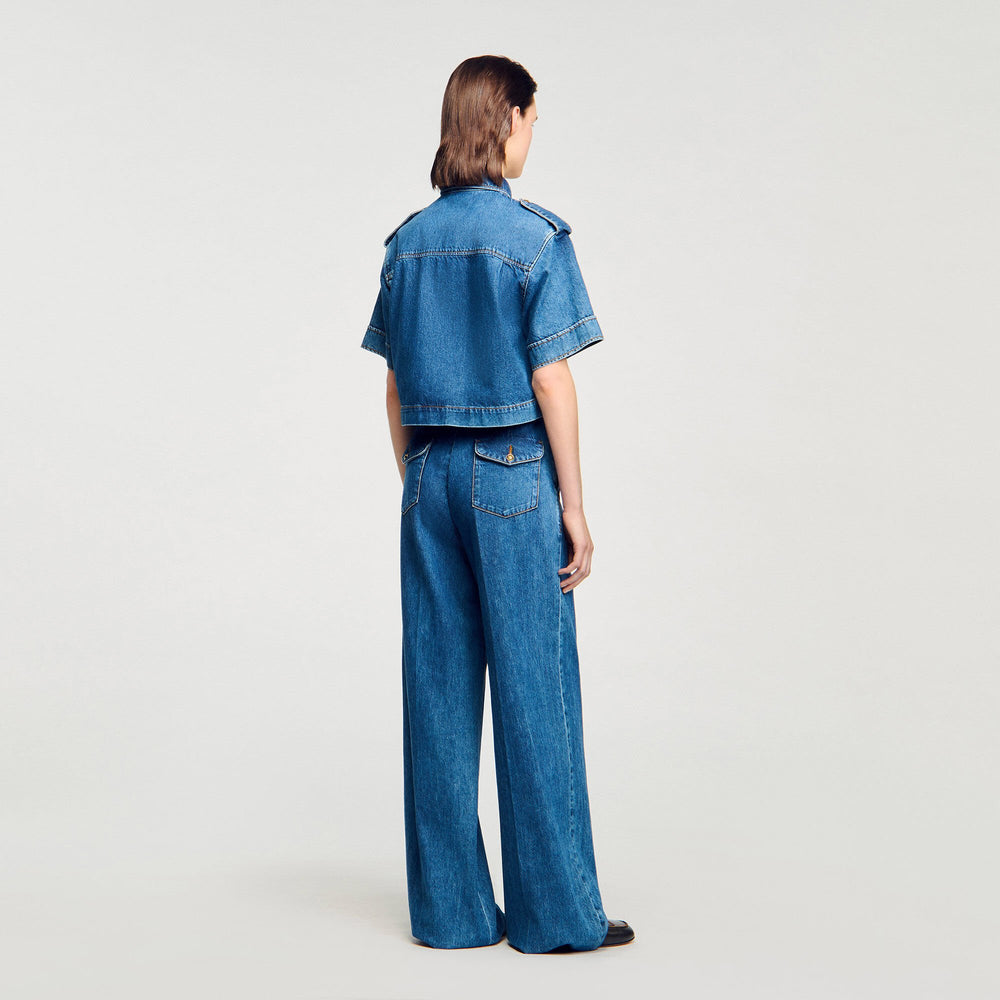 Sandro Women Cropped denim shirt