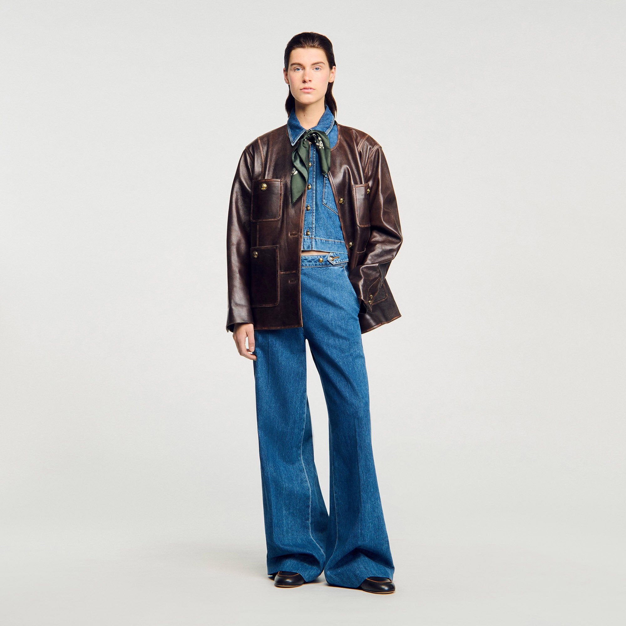 Sandro Women Cropped denim shirt