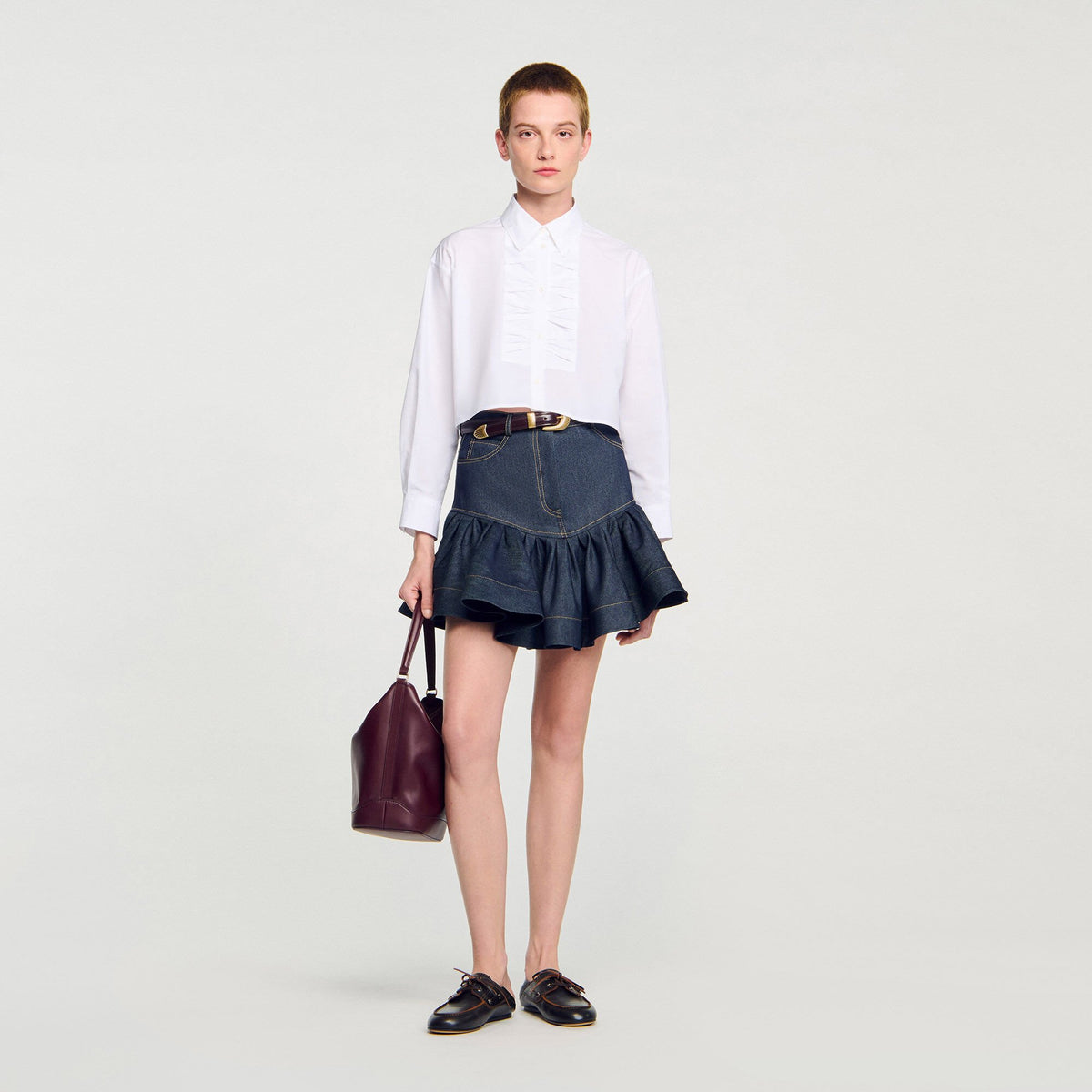 Sandro Women Cropped shirt with bow detail