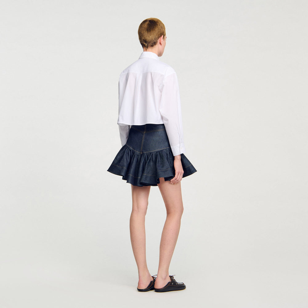 Sandro Women Cropped shirt with bow detail
