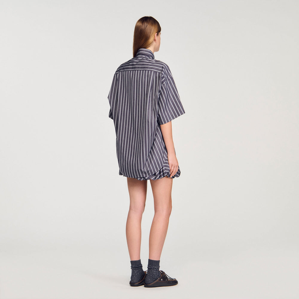 Sandro Women Oversized striped rhinestone shirt