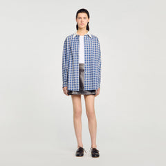 Sandro Women Rhinestone checkered shirt