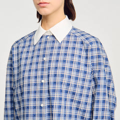 Sandro Women Rhinestone checkered shirt