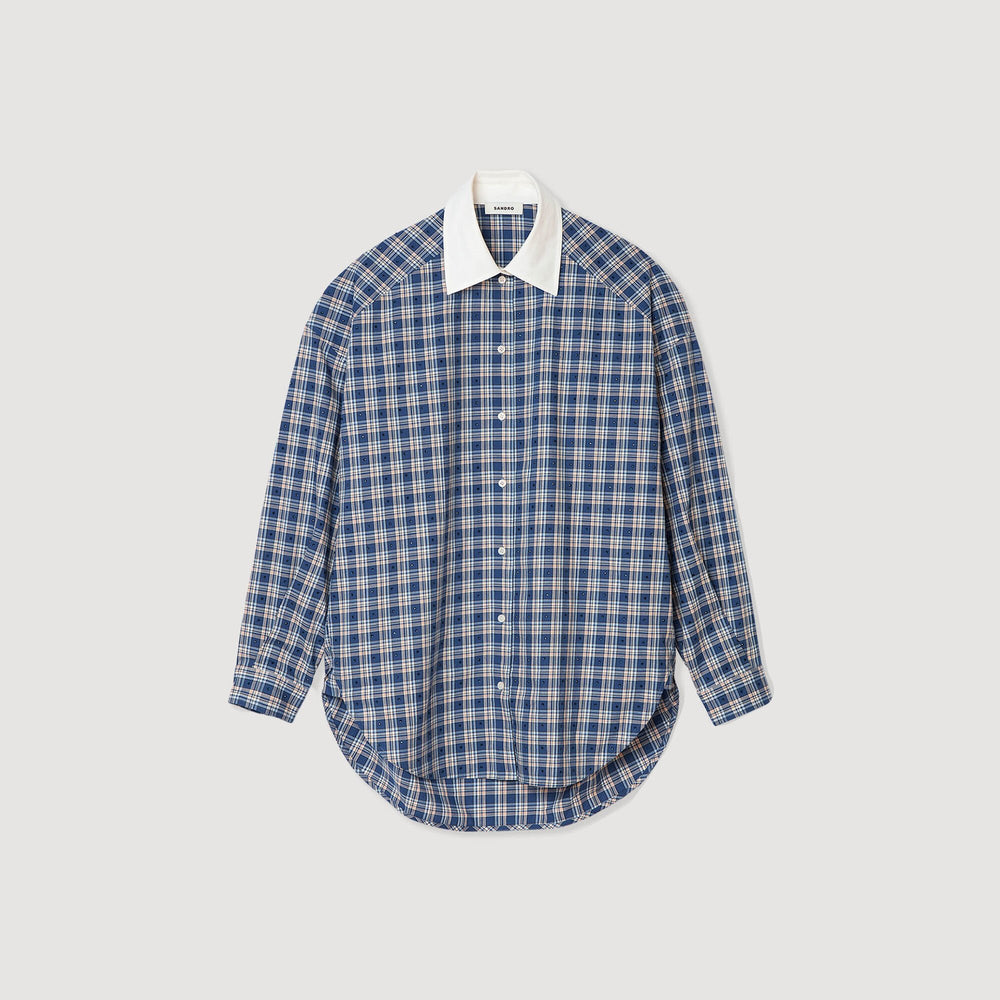 Sandro Women Rhinestone checkered shirt
