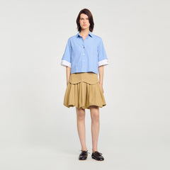 Sandro Women Cropped small-check shirt