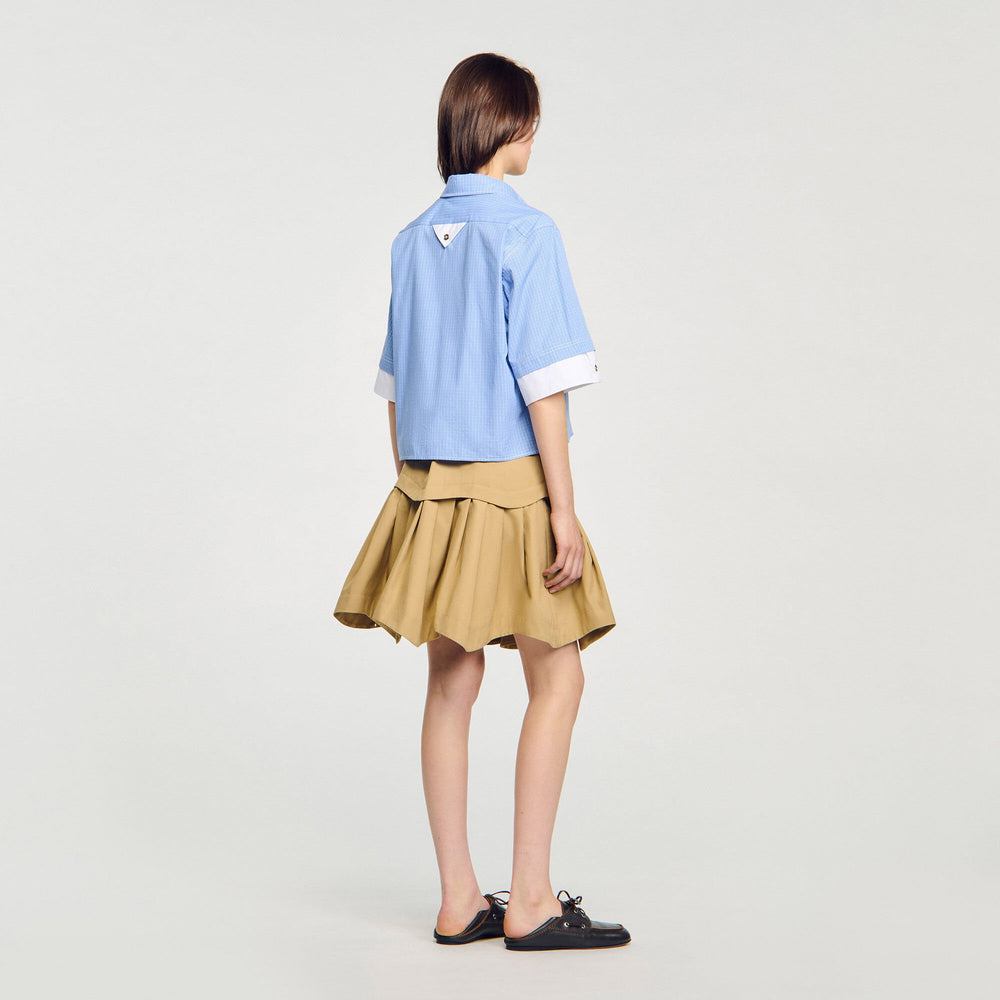 Sandro Women Cropped small-check shirt