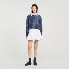 Sandro Women Rhinestone checkered collar shirt