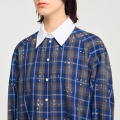 Sandro Women Rhinestone checkered collar shirt