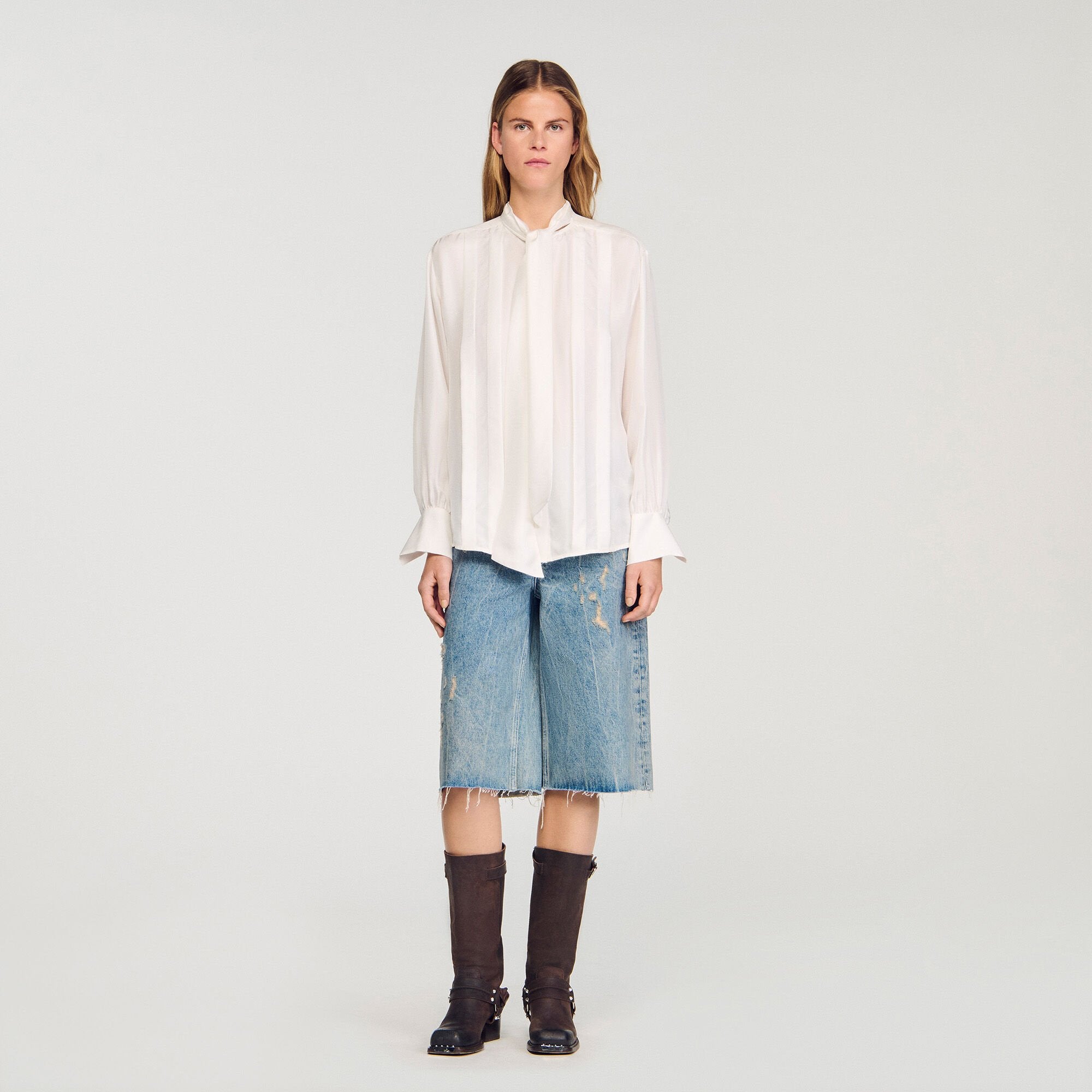 Sandro Women Silk lavallière shirt
