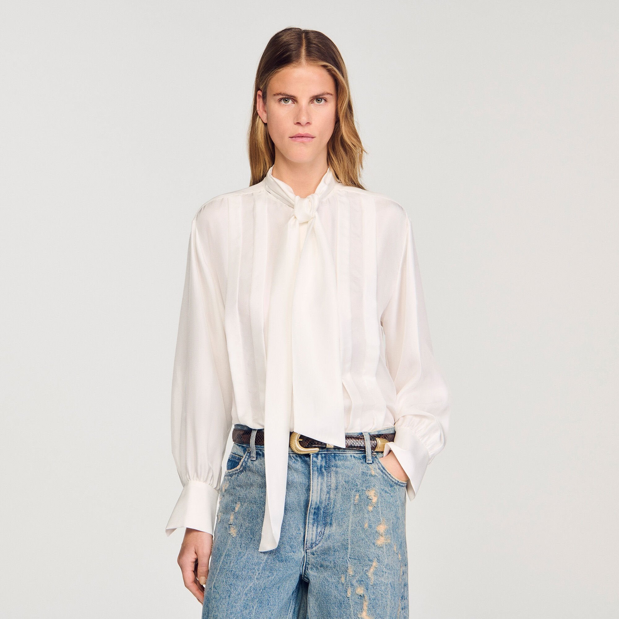 Sandro Women Silk lavallière shirt