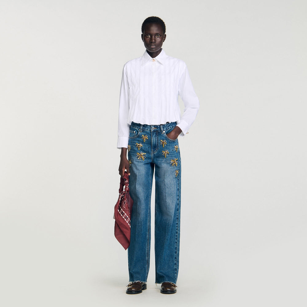 Sandro Women Pleated cropped shirt