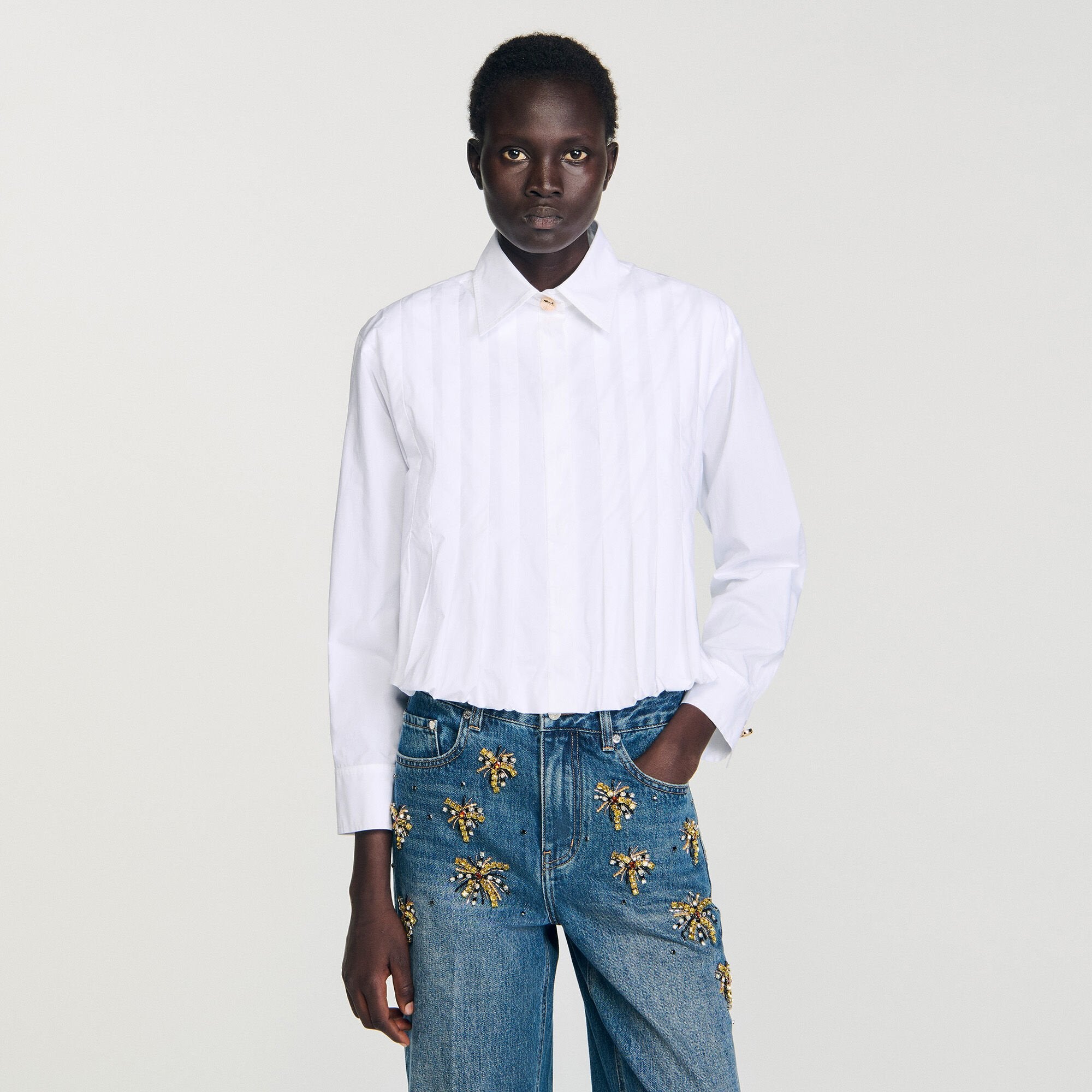 Sandro Women Pleated cropped shirt