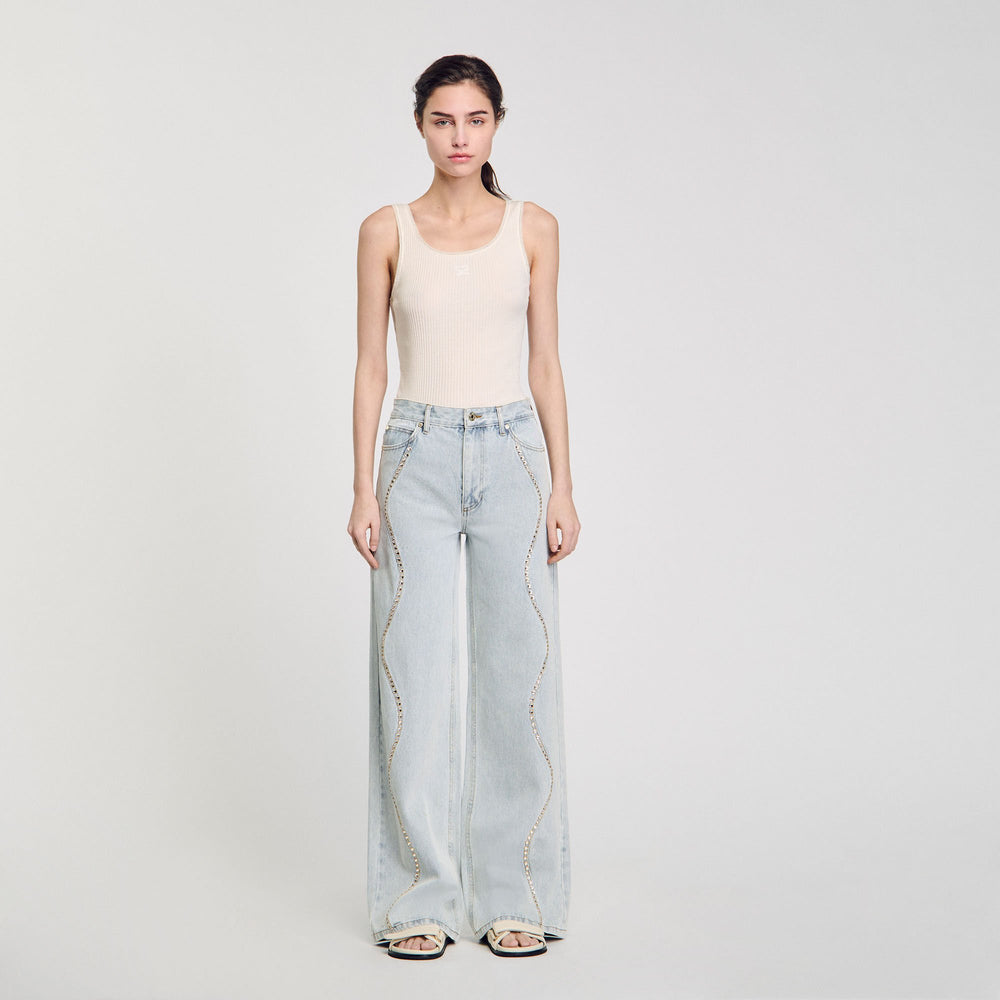 Sandro Women Jeans with rhinestone stripes