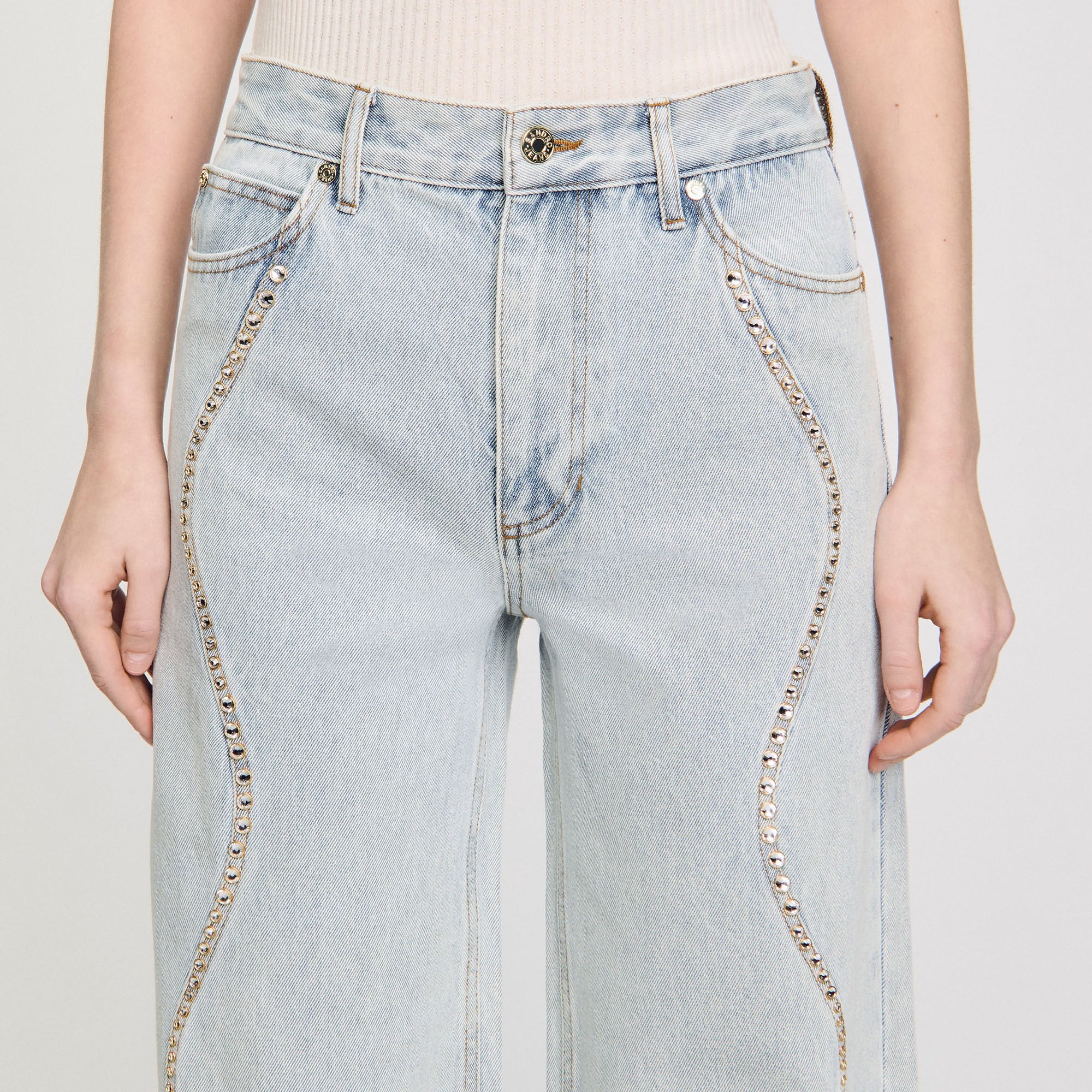Sandro Women Jeans with rhinestone stripes