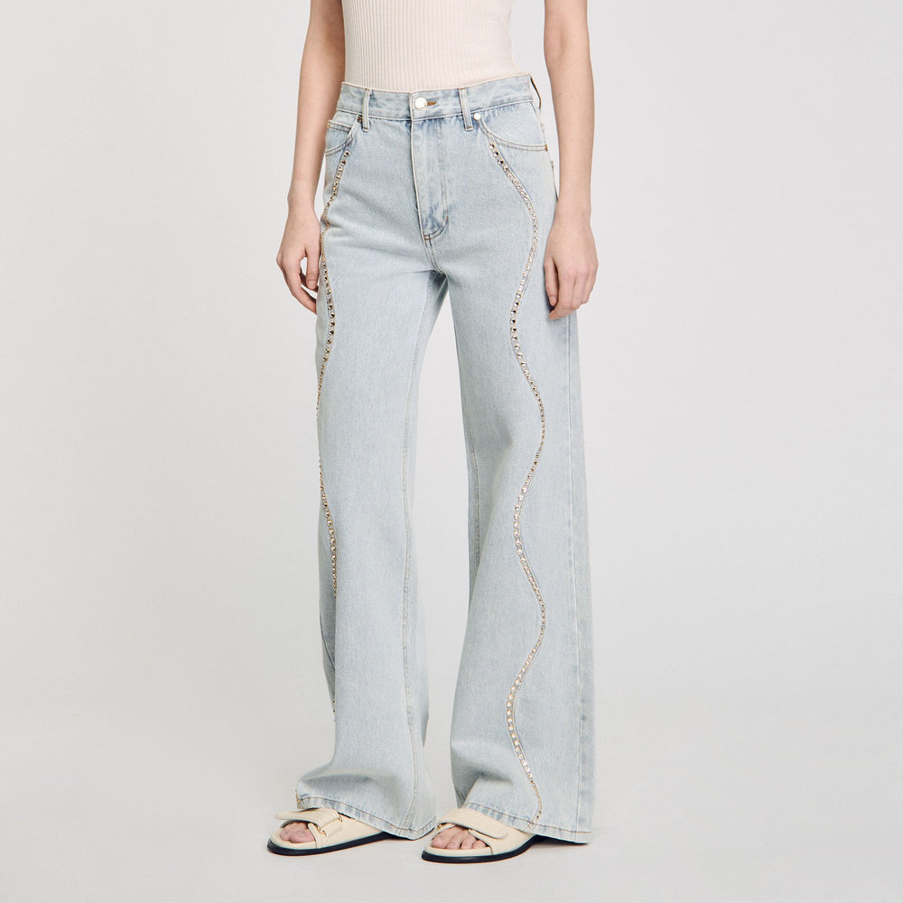 Sandro Women Jeans with rhinestone stripes