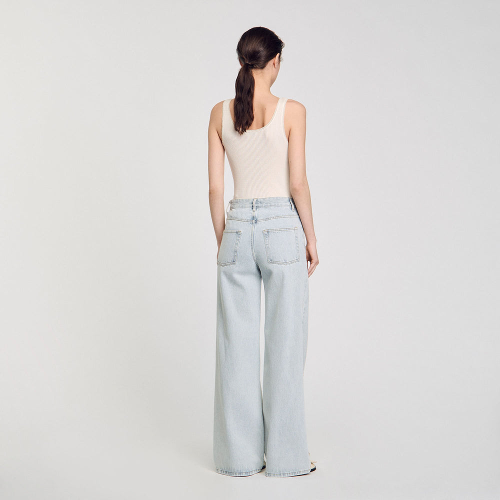 Sandro Women Jeans with rhinestone stripes
