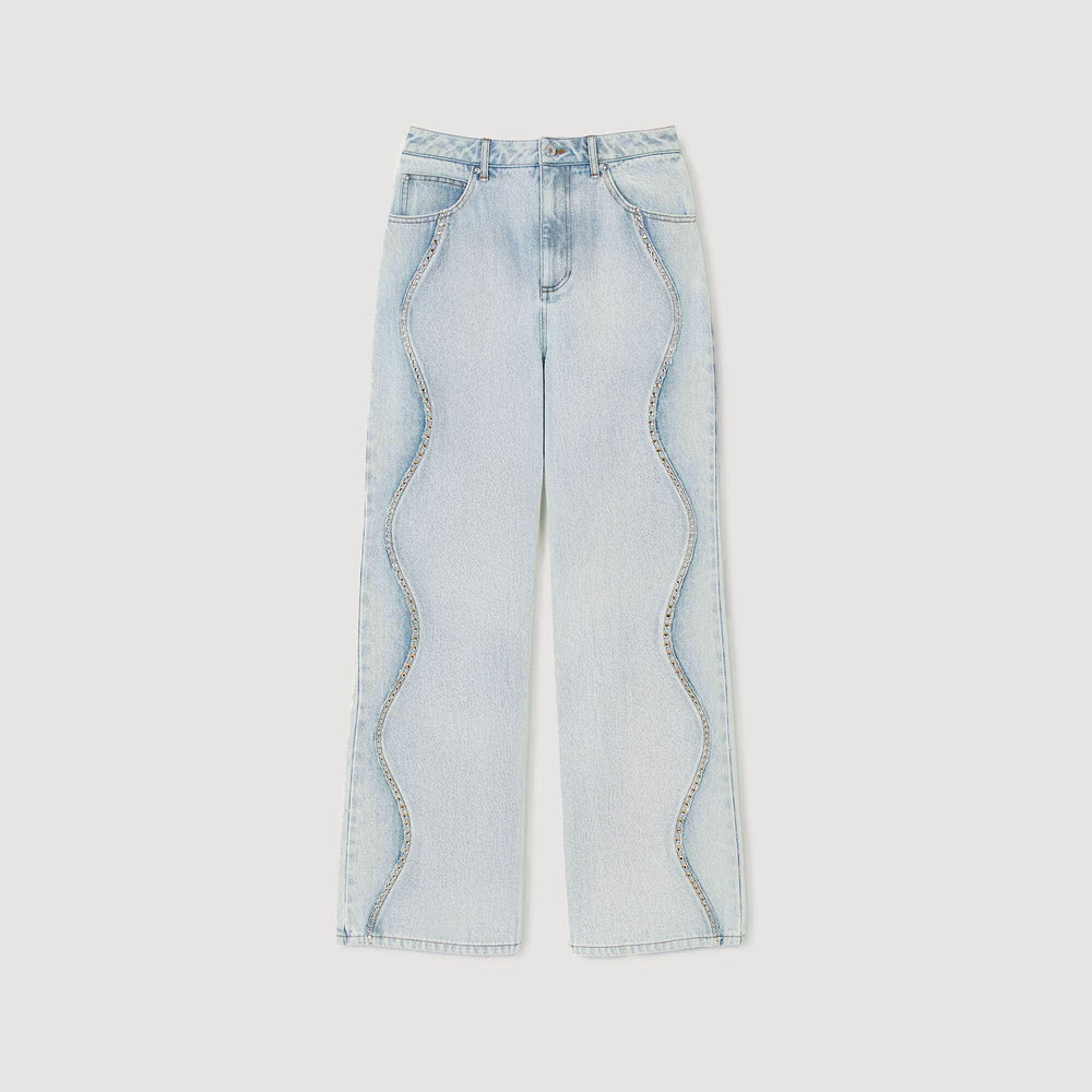Sandro Women Jeans with rhinestone stripes