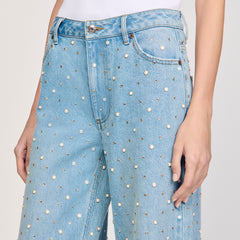Sandro Women Rhinestone and beaded jeans
