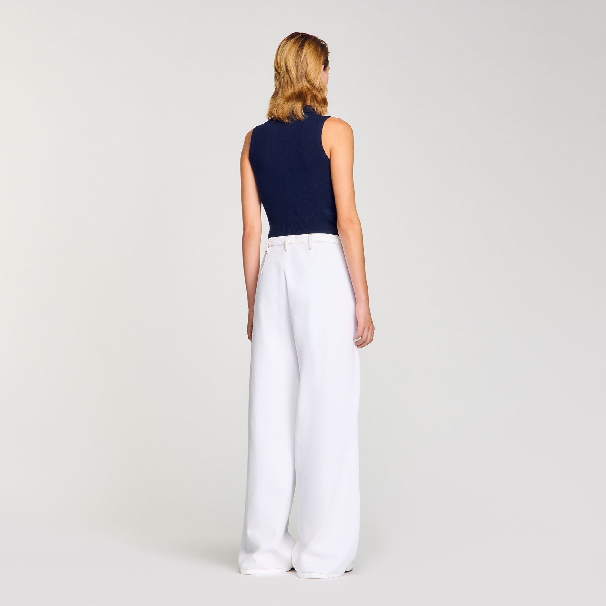 Sandro Women Topstitched wide-leg jeans