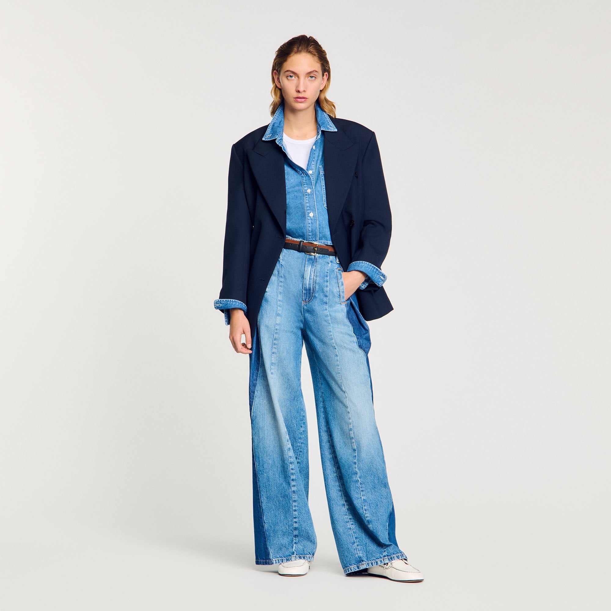 Sandro Women Jeans with contrasting panels